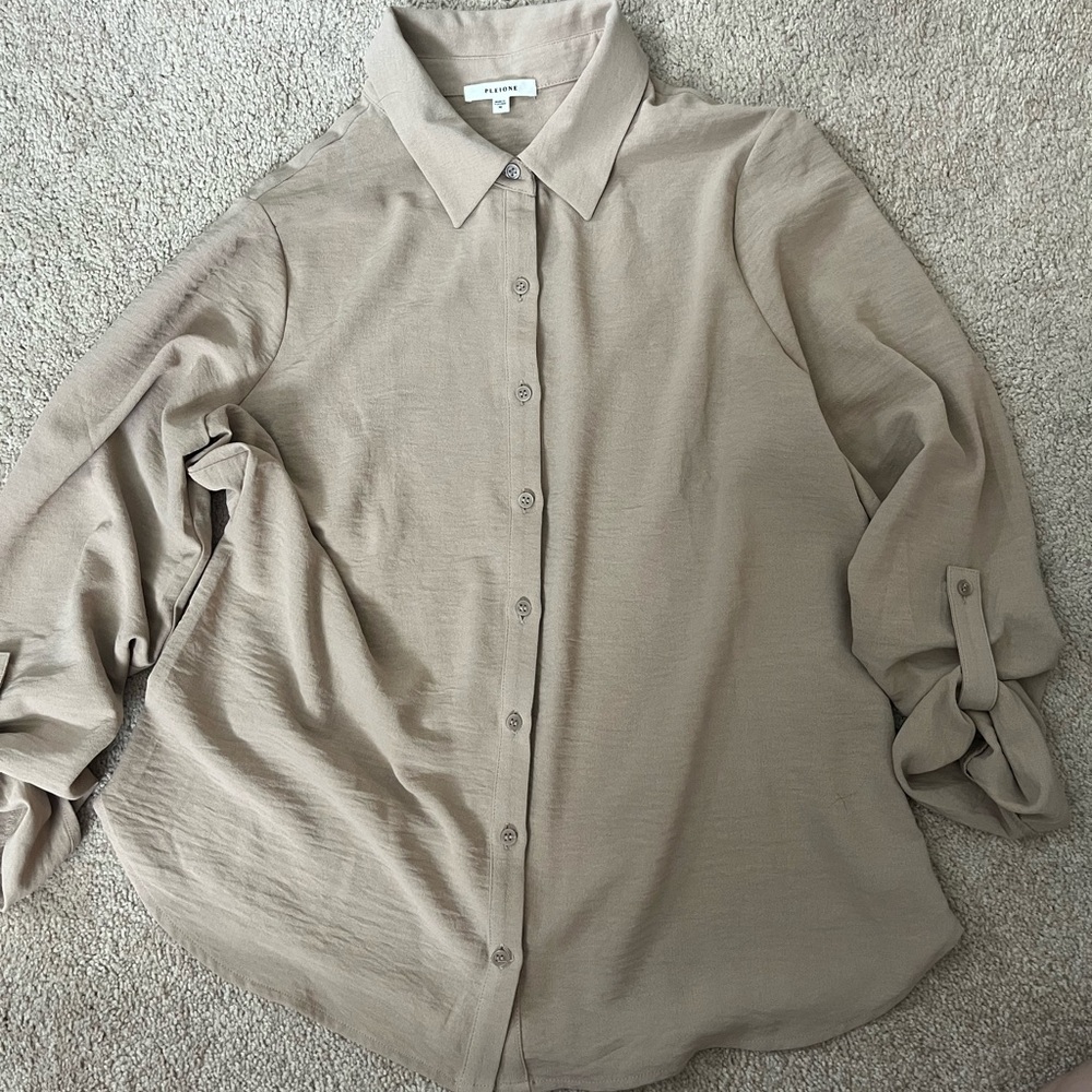 Beige Button-Up Shirt